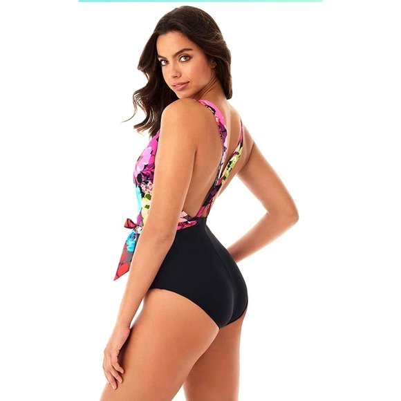 SKINNY DIPPERS One-Piece Lady Godiva Plunging V-neck Flower Shop Swimwear - Picture 8 of 12